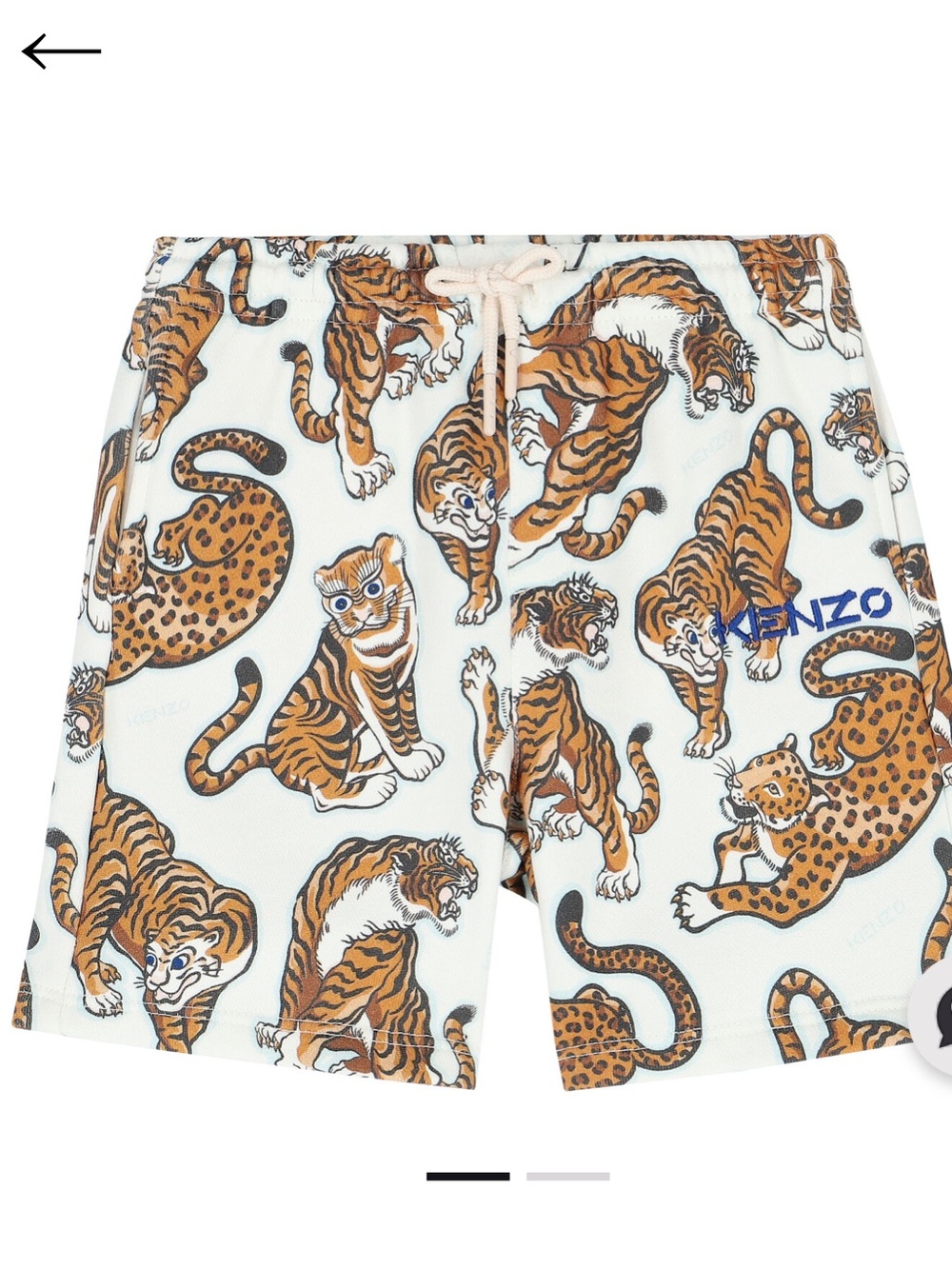 KENZO KIDS Younger Boys White Tiger Shorts Cotton